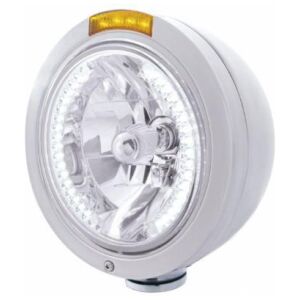 Stainless Steel Bullet Classic Headlight H4 With White LED & Signal