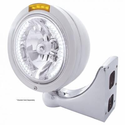 Stainless Steel Bullet Classic Headlight H4 With White LED & Signal - Bild 2