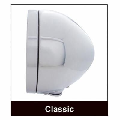 Stainless Steel Bullet Classic Headlight H4 Bulb & LED Turn Signal - Bild 4