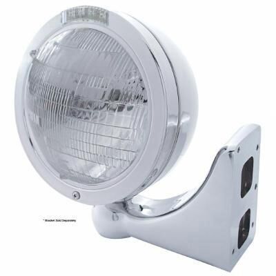 Stainless Steel Bullet Classic Headlight 6014 Bulb & LED Turn Signal - Bild 2