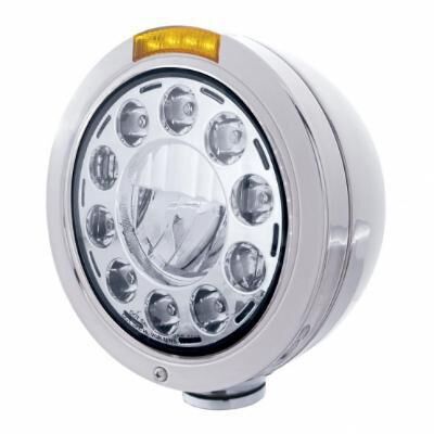 Stainless Bullet Classic Headlight 11 LED Bulb With Dual Mode LED Turn Signal