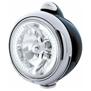 Black Guide 682-C Headlight H4 With White LED & LED Signal - Clear Lens