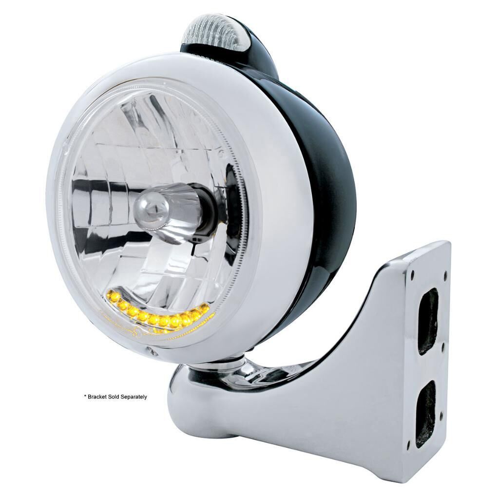 Black Guide 682-C Headlight H4 With 10 Amber LED & LED Signal - Clear Lens - Bild 2