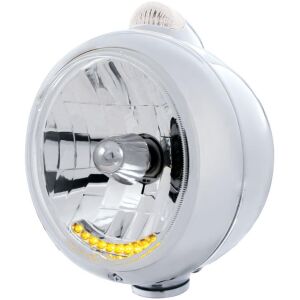 Chrome Guide 682-C Headlight H4 With 10 Amber LED & LED Signal - Clear Lens