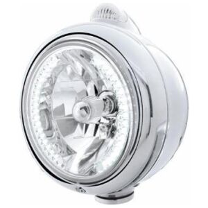 Chrome Guide 682-C Headlight H4 With White LED & LED Signal - Clear Lens
