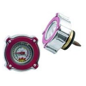 Kylarlock ThermoCap 16 PSI Röd Inbyggd kalibrerad temperaturmätare Import Mr. Gasket 2473R